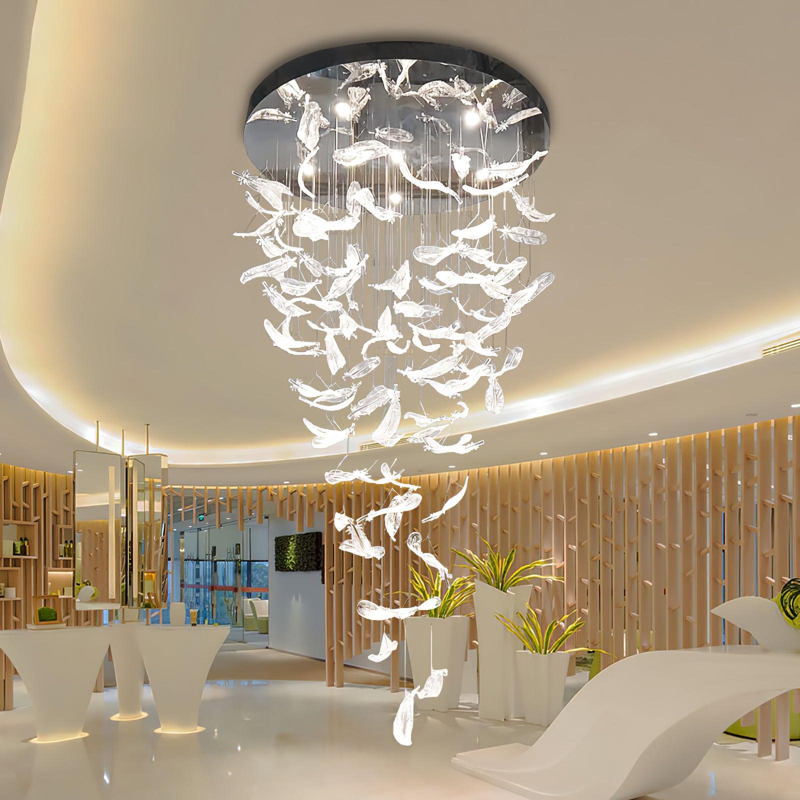 Glass Feathers Chandelier